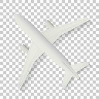 Top view of a detailed airplane, gray plane on a transparent background. vector