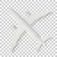 Top view of a detailed airplane, gray plane on a transparent background. vector