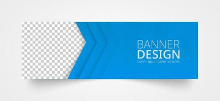 Blue banner in abstract design with place for photo. vector