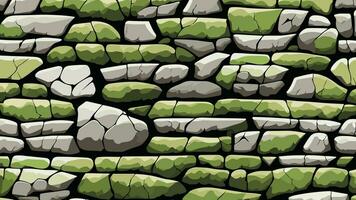 Stone Wall with Crack and Moss Texture for Backdrop and Wallpaper vector