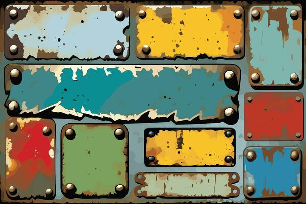 Aged Rustic Metal Texture with Varied Details and Worn Paint Surface for Creative Design Projects, Vintage Art, and Backgrounds