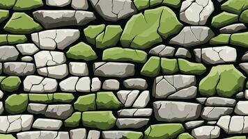 Stone Wall with Crack and Moss Texture for Backdrop and Wallpaper vector