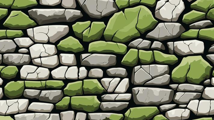 Stone Wall with Crack and Moss Texture for Backdrop and Wallpaper