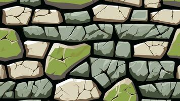 Stone Wall with Crack and Moss Texture for Backdrop and Wallpaper vector