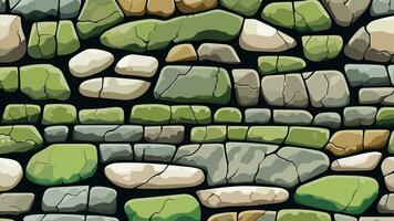 Stone Wall with Crack and Moss Texture for Backdrop and Wallpaper vector