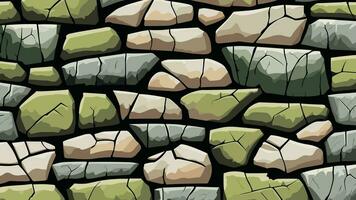 Stone Wall with Crack and Moss Texture for Backdrop and Wallpaper vector