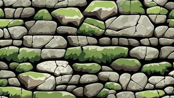 Stone Wall with Crack and Moss Texture for Backdrop and Wallpaper vector