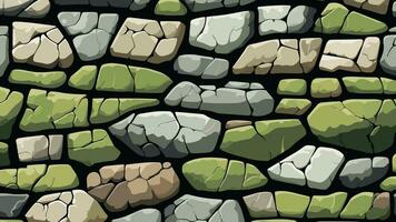 Stone Wall with Crack and Moss Texture for Backdrop and Wallpaper vector