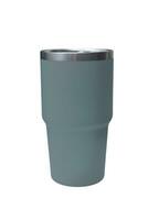 Big modern blue-green thermos bottle isolated on white. Reusable concept. photo