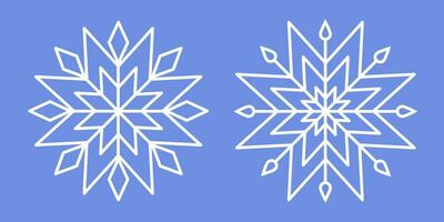 White Snowflakes on blue background. Editable Winter isolated icons in silhouette. Snow Cristals. Simple Line Style vector
