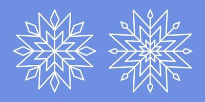 White Snowflakes on blue background. Editable Winter isolated icons in silhouette. Snow Cristals. Simple Line Style vector