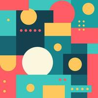 Abstract Square Vector Background with Circles and Rectangles. Geometry Seamless Pattern with Minimalistic Shapes.