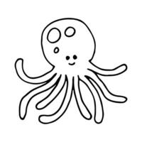 Cute octopus cartoon doodle outline illustration vector