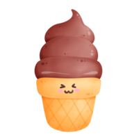 Cute smiling chocolate ice cream cartoon illustration png