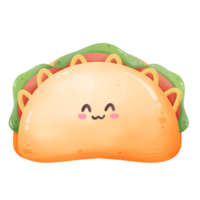 Cute smiling taco cartoon illustration png