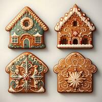 Gingerbread House on a white background. New Year's concept. Generated AI. photo