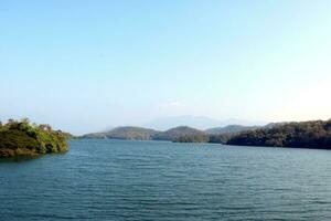 A lake on a mountain photo