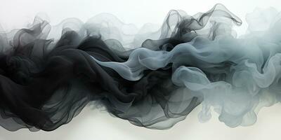 Abstract Graphic motion on background, creative waves of black smoke, AI Generative photo