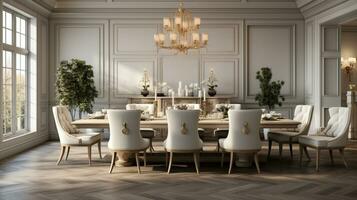Luxurious furnished dining room, glamour dining area, elegant interior design, AI Generative photo