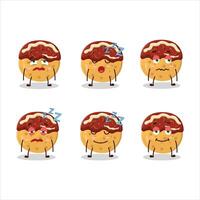 dibujos animados personaje de takoyaki con soñoliento expresión vector