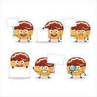 Takoyaki cartoon in character bring information board vector