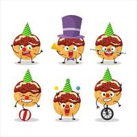 Cartoon character of takoyaki with various circus shows vector