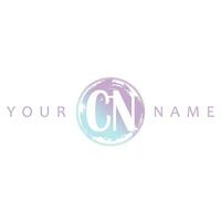 CN Initial Logo Watercolor Vector Design