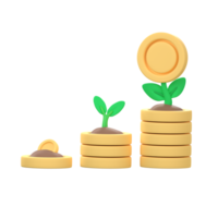 The pile of golden coins increased in number. with growing trees investment ideas png