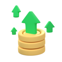 Gold Münze mit Grün Pfeil zeigen oben Mehr Wert zum Geld png