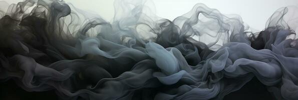 Abstract Graphic motion on background, creative waves of black smoke, AI Generative photo