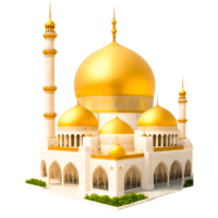 3d Moschee mit Gold und Weiß Farben transparent Hintergrund isoliert Bild kostenlos png ai generiert