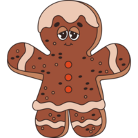 Navidad pan de jengibre hombre retro dibujos animados personaje png