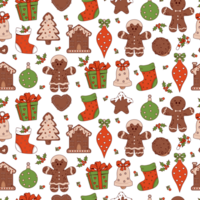 Christmas seamless pattern. Nostalgic retro cartoon png