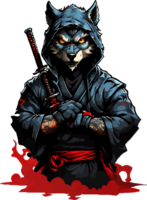 Loup ninja agrafe art ai génératif png