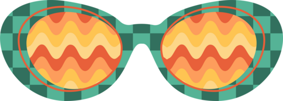 sensationnel des lunettes de soleil. rétro hippie lunettes. Années 70 froussard conception. été tenue illustration png