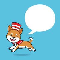 Cartoon shiba inu dog with christmas costume and speech bubble vector