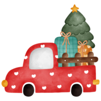 Noël voiture décoratif aquarelle éléments png