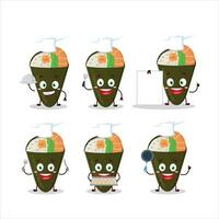 Cartoon character of temaki with various chef emoticons vector