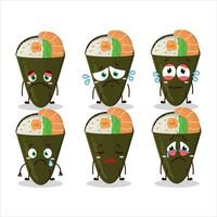 Temaki cartoon in character with sad expression vector