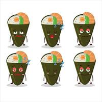 Cartoon character of temaki with sleepy expression vector