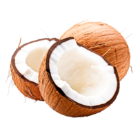 magnifique noix de coco moitié pièces génératif ai png