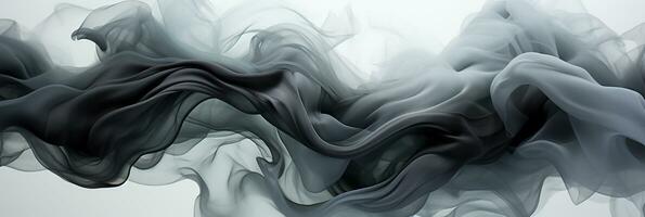 Abstract Graphic motion on background, creative waves of black smoke, AI Generative photo