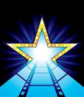 Fame star at the end of film road vector