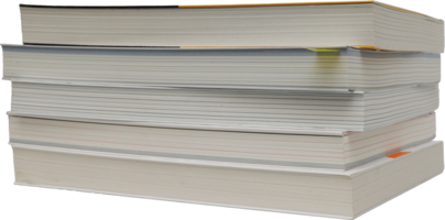 Photo of 5 books stacked horizontally with transparent background png