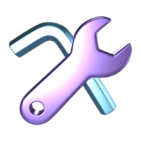 Screwdriver and wrench 3D Illustration Icon png