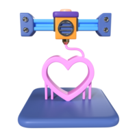 Printing Heart 3D Illustration Icon