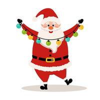 Santa Claus with a garland. Vector illustration.