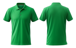 einfach Grün Polo T-Shirt Attrappe, Lehrmodell, Simulation Design. Vorderseite und zurück Sicht. generativ ai png