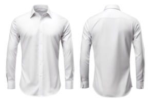 set of white long sleeve shirt designs with front and back views, isolated on transparent background, generative ai png