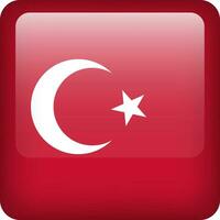 Turkey flag button. Square emblem of Turkey. Vector Turkish flag, symbol. Colors correctly.